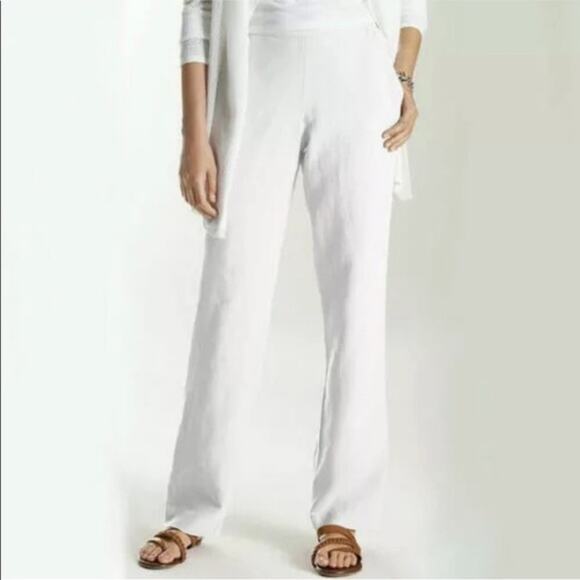 J. Jill PureJill Linen Woven Pants Roll Tab Convertible Length White Small - Picture 1 of 7